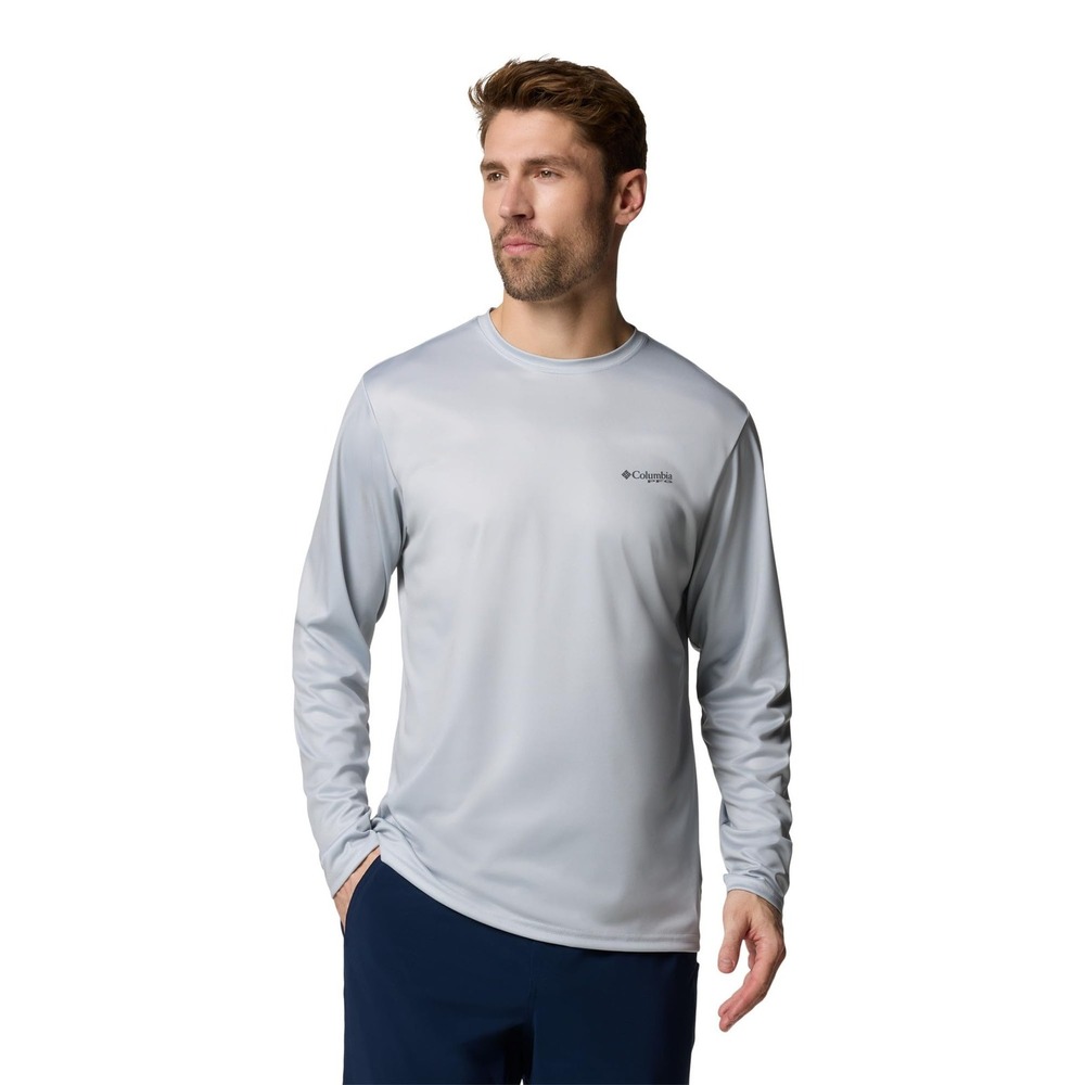 Columbia PFG Terminal Tackle Fish Flag Long Sleeve Shirt Grey Black XXL 1872661